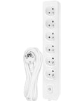 Power strip Pin 6-way, Switch/Shutter, 2m cable, white