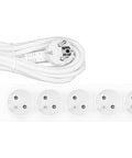 Power strip Pin 6-way, Switch/Shutter, 2m cable, white