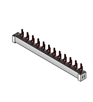 Baretă cu contacte furcă 2 Poli, 12xSig N+1/1M, 12M