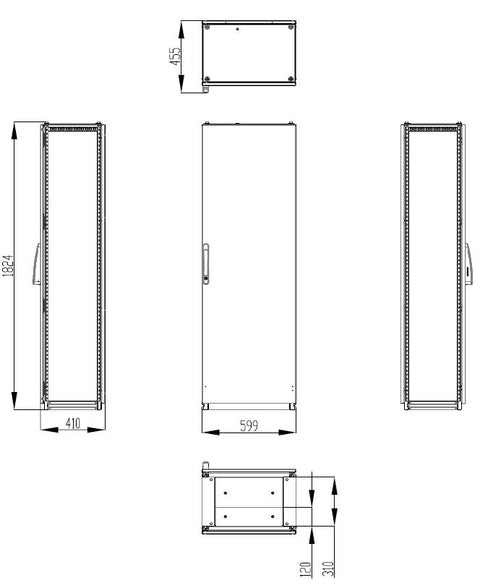 Dulap înseriabil cu 1 uşă IP55 Î=1800 L=600 A=400 mm