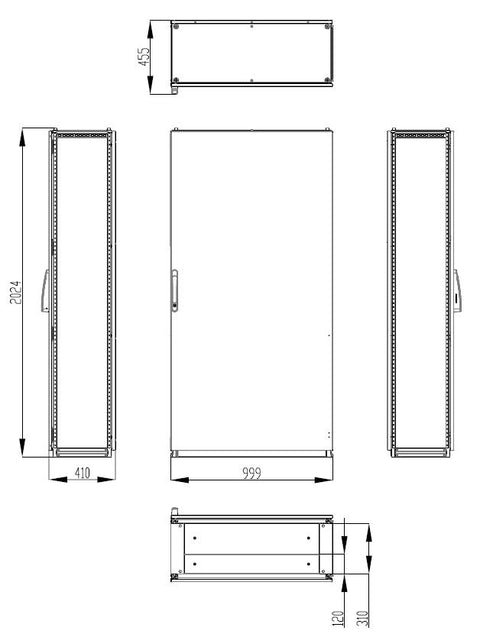 Dulap înseriabil cu 1 uşă IP55 Î=2000 L=1000 A=400 mm