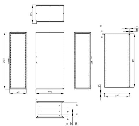 Dulap înseriabil cu 1 uşă IP55 Î=2000 L=1000 A=600 mm