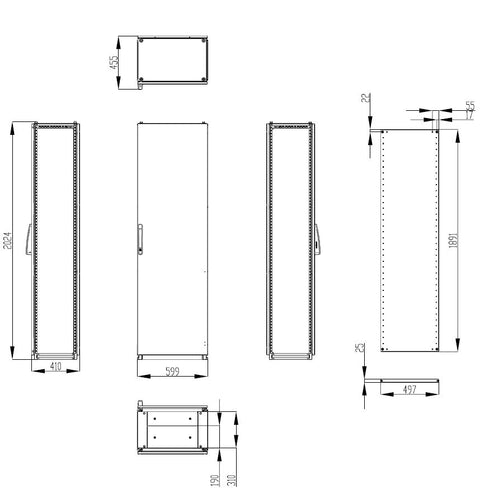 Dulap înseriabil cu 1 uşă IP55 Î=2000 L=600 A=400 mm