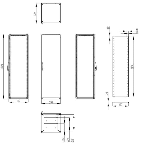 Dulap înseriabil cu 1 uşă IP55 Î=2000 L=600 A=600 mm