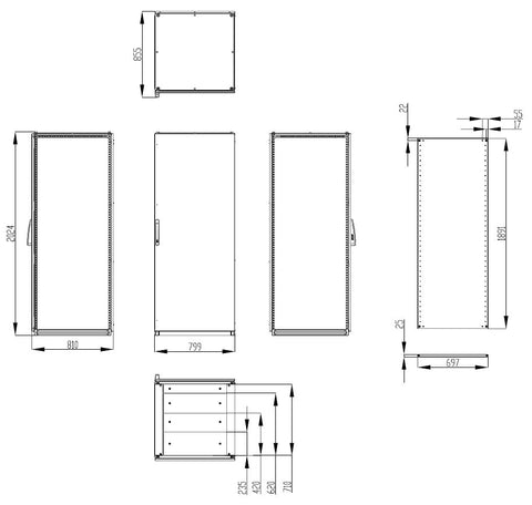 Dulap înseriabil cu 1 uşă IP55 Î=2000 L=800 A=800 mm