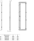 Uşă stânga din oţel pt. dulap cu 2 uşi, Î=2000 L=400 mm