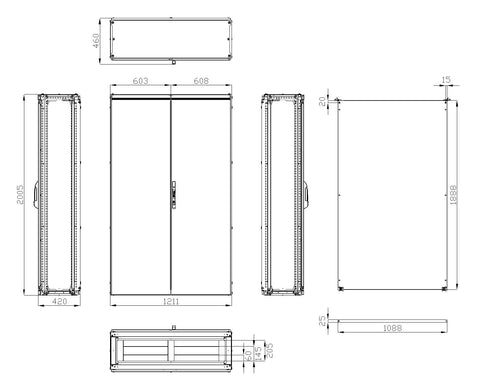 Dulap înseriabil 2 uşă IP54 H=2000 L=1200 A=400 mm