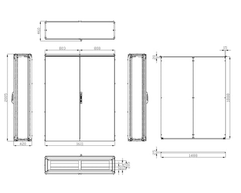 Dulap înseriabil 2 uşă IP54 H=2000 L=1600 A=400 mm