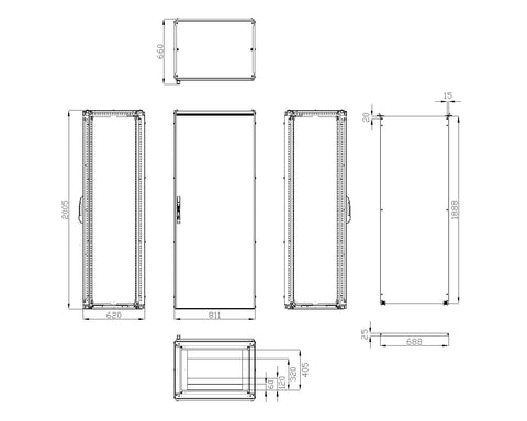Dulap înseriabil 1 uşă IP55 H=2000 L=800 A=600 mm