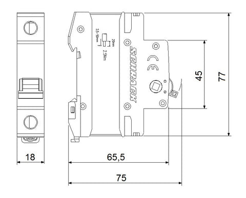 Comutator principal modular 100A, 1-pol