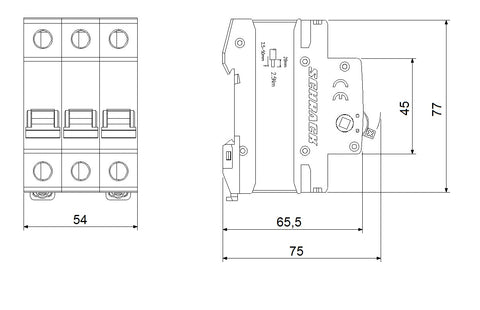 Comutator principal modular 100A, 3-poli