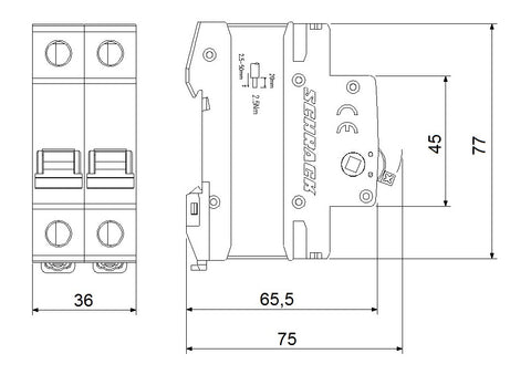 Comutator principal modular 32A, 2-poli
