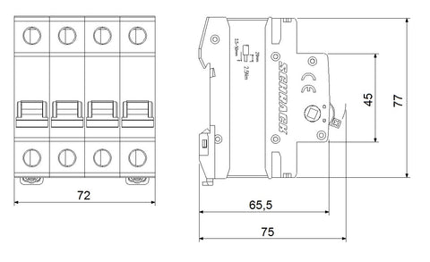 Comutator principal modular 32A, 4-poli