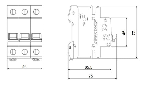 Comutator principal modular 63A, 3-poli