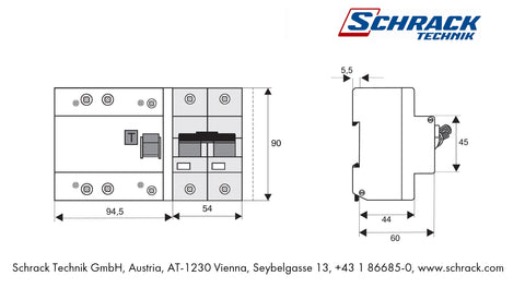 Bloc protectie diferentiala clipsabila  125/2/03-A