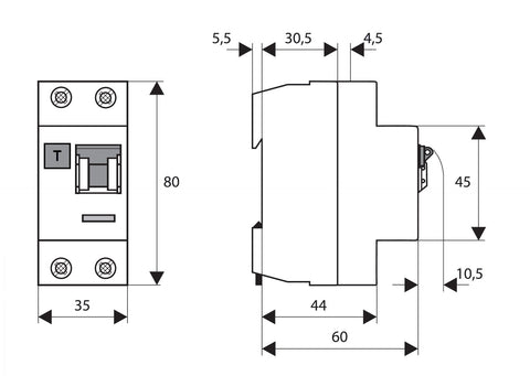 Întreruptor diferenţial 25A, 2 poli, 100mA, Tip A (Puls)