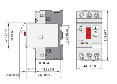 Întreruptor de protecţie motoare BE2 PB, 3-poli, 1,6-2,5A
