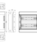 Distribution Board 2-row, 36MW, IP65, transparent door