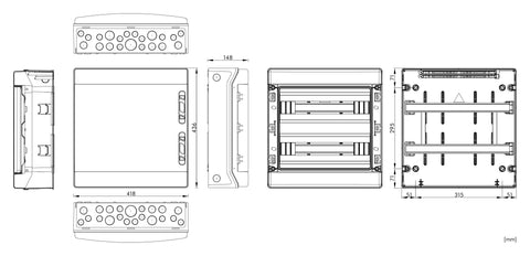 Distribution Board 2-row, 36MW, IP65, transparent door