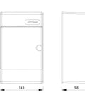 Cofret aparent, 4 UH, 1 rând, ușă transparentă, IP40