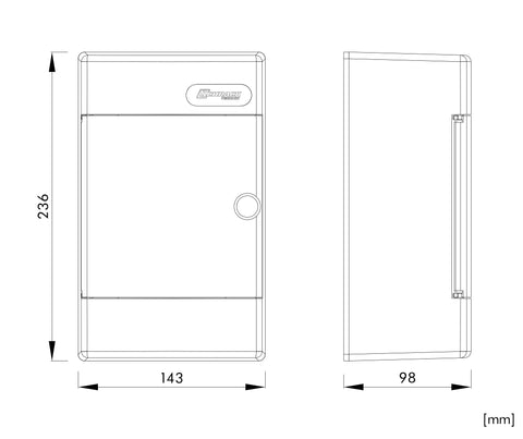 Cofret aparent, 4 UH, 1 rând, ușă transparentă, IP40
