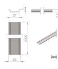 DIN-rail low, unperforated, sendzimir zinced