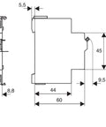 Contact auxiliar 5-250V/4A, 1 ND + 1 NI fix. cu înclichetare
