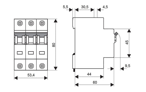 Miniature Circuit Breaker (MCB), D16A, 3-pole, 10kA, 40° C