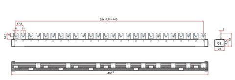 Baretă furcă,1xRCCB 4 poli, 2xMCB 3+N, 7xMCB 1+N,26 M,10 mmp