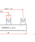 Baretă furcă N, 16mm², 3x2UH, albastru