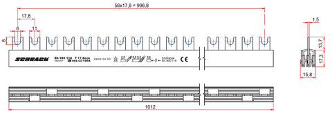 Bara colectoare cu contacte furca 3p 16mm²