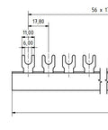 C-Busbar 3-pole, break-out, 16mm², 1m