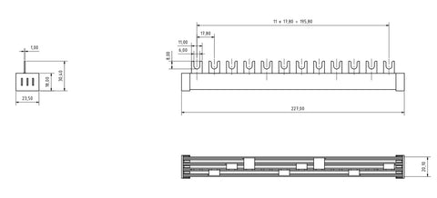 Busbar, 1xRCCB N+3, 1xMCB N+3, 2xMCB N+1, 12MW