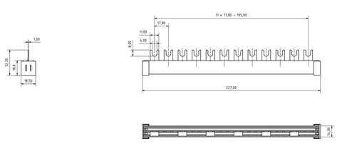 Busbar 2-pole, 6xMCB N+1, 12MW