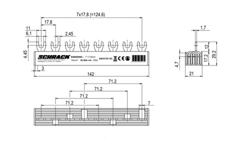 Bareta, 1dif 4P, 4 descarcatoare, 1 sig aut 3P+N, 12M, 10mm²