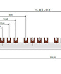 Fork Busbar for Auxiliary c. 4-p.,  L1/L2/L3/N/AUX, 10mm²,1m