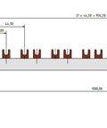 Fork Busbar for Aux. 4-p.,  L1/N/AUX/L2/N/AUX/L3, 10mm²,1m