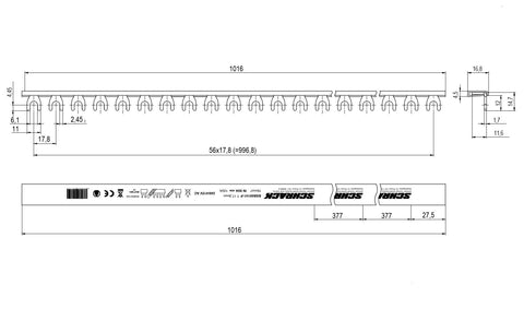 Bareta 1P, 16mm², furca, 1m