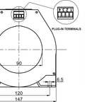 Transformator pt. releu diferențial tip B, 30-300mA, D=90mm