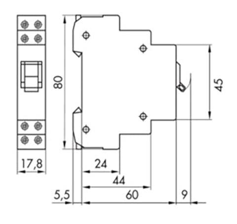 Comutator modular 0-1, 3NO, 16A