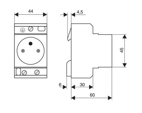 Priză modulară SCHUKO, 2P+N, 16A cu contact de prot. central