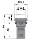 Lampă de semnalizare cu LED, monobloc, 24V-AC/DC, alb