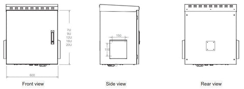 Dulap de perete usa metal,IP55Outdoor,H579 W600 D600,19"9U