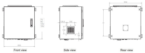 Dulap de perete usa sticla,IP55 Indoor,H841 W600 D450,19"16U
