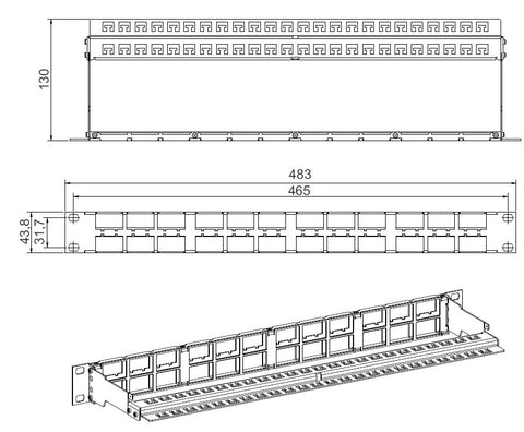 fixLink Pro/Pro+ Panel 19" 1U 48xRJ45 RAL7035
