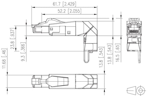 Conector industrial IP20 RJ45G Cat.6a pt. AWG22, 90°