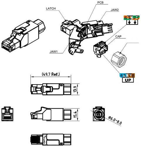 Conector UTP RJ45G Cat.6a instalare pe site