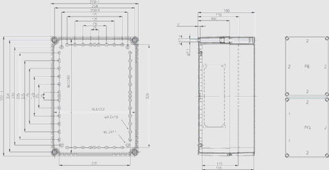 Cuvă din policarbonat cu flanşe preştanţate, 380x280x100mm