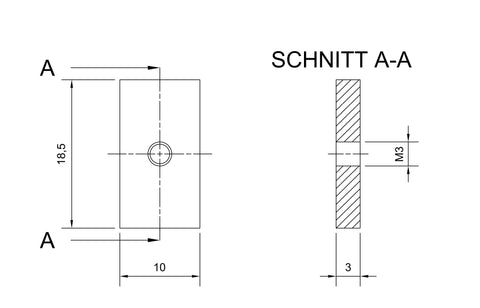 Threaded plate M3 galvanized steel