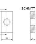 Threaded plate M6 galvanized steel